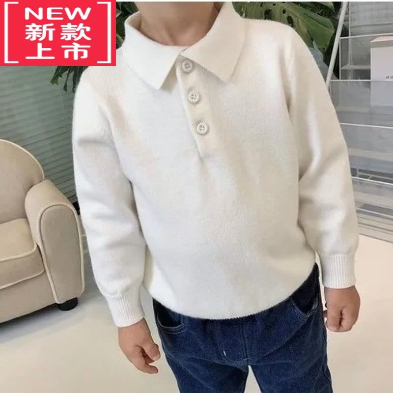 可莉允男童春秋毛衣2022新款儿童舒适宽松polo小翻领针织衫男宝宝打底衫图片