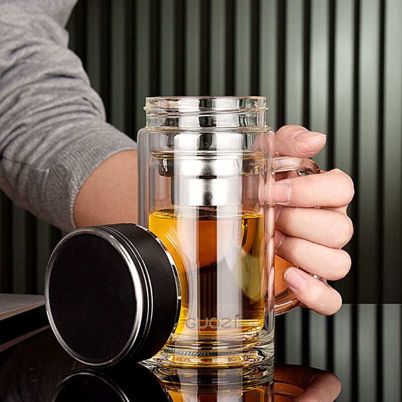 果兹玻璃杯350ml双层防烫经久耐用星朗款GZ-S53A高清大图