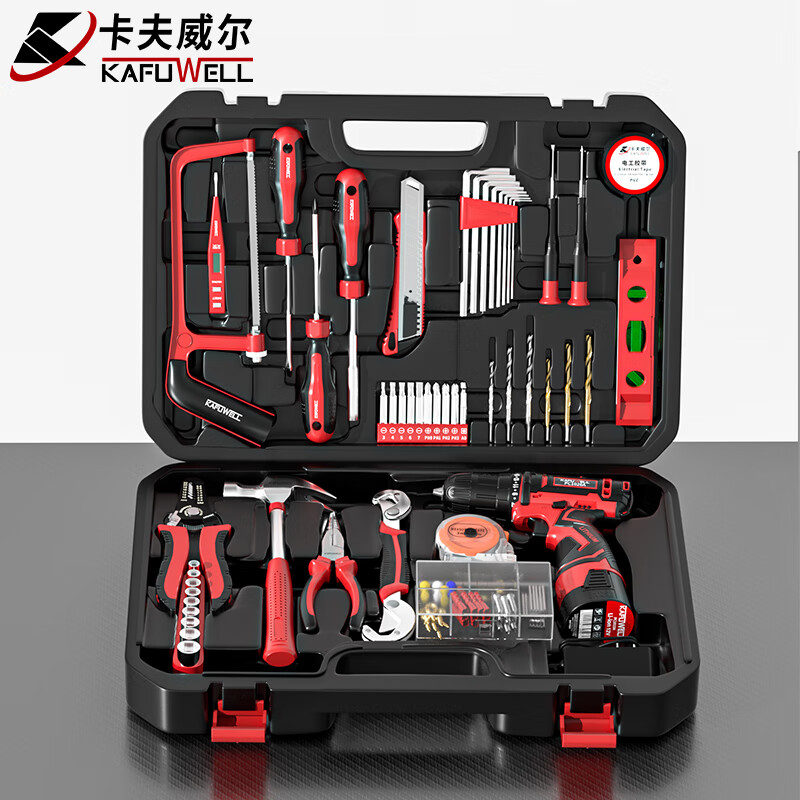 卡夫威尔多功能便携工具箱耐用精钢配件齐全设计紧凑轻巧易携带高清大图
