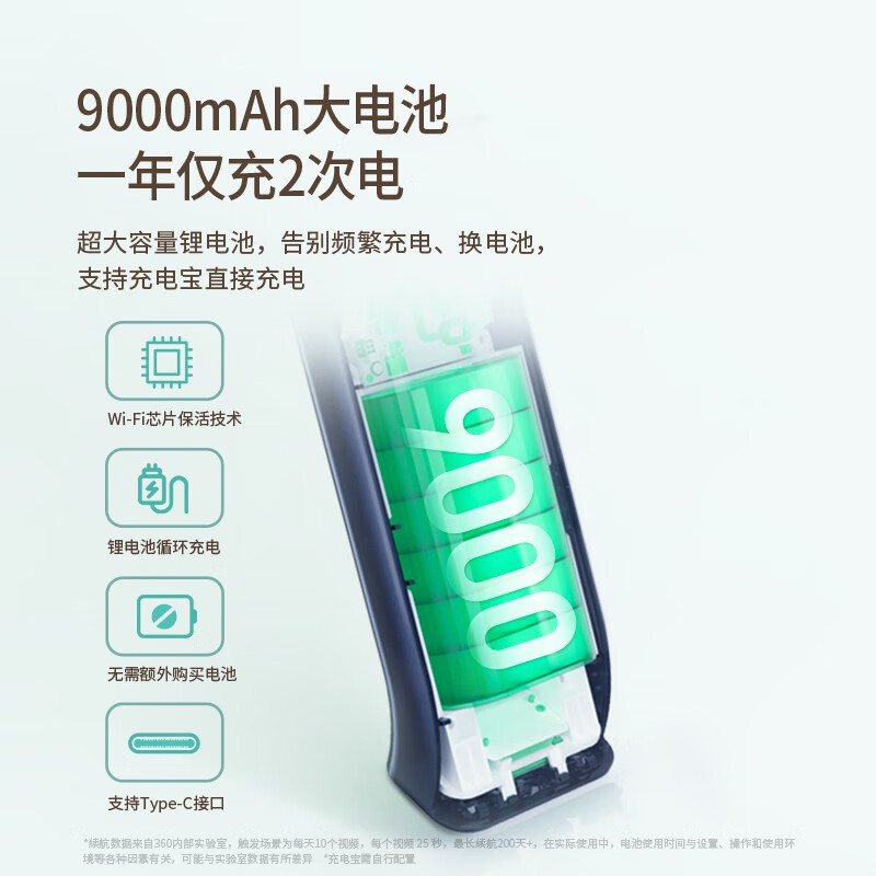 360可视门铃6Pro 500万像素家用监控智能门铃电子猫眼摄像头无线wifi 手机远程查看鱼眼门铃+256G(送读卡器