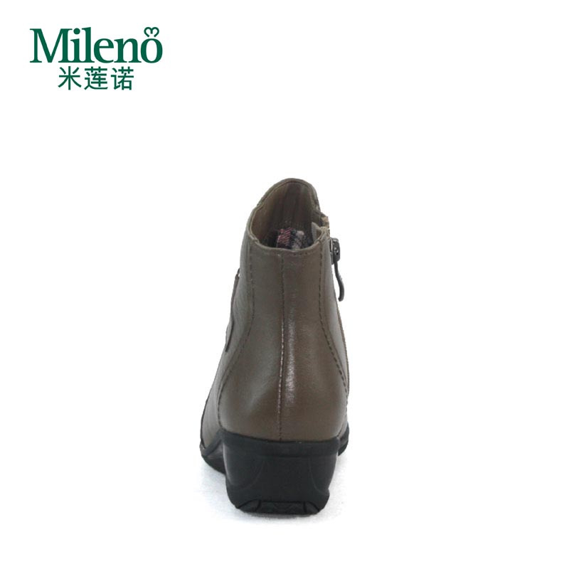 Mileno/米莲诺冬季牛皮坡跟妈妈短靴休闲健康舒适短靴M144562