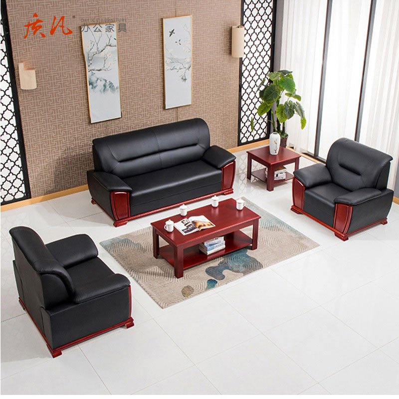 质凡现代简约西皮沙发简约接待沙发 2050*860*900mm高清大图