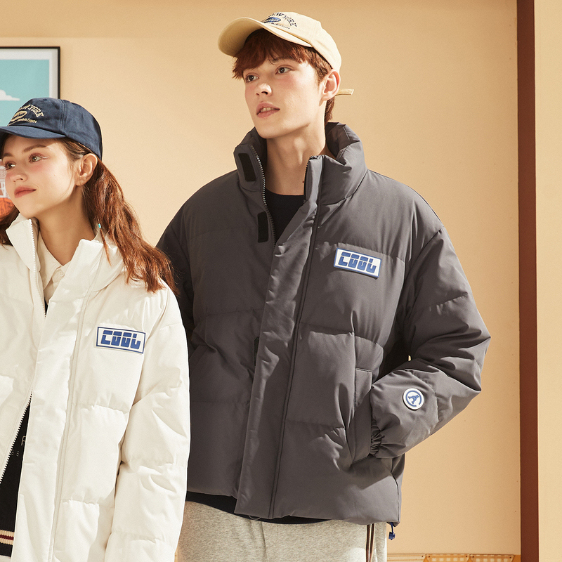 唐狮2023冬季新款情侣羽绒服男女装短款立领面包服运动加厚外套潮_08 XXL C款/深灰（男女同码）