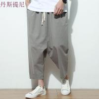 2018夏季哈伦七分低档垮裤男士加肥大码运动休闲裤韩版潮流男裤子