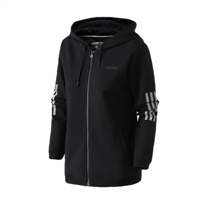 adidas阿迪达斯NEO女装黑色连帽运动休闲外套DM2056 2XL DM2056黑色