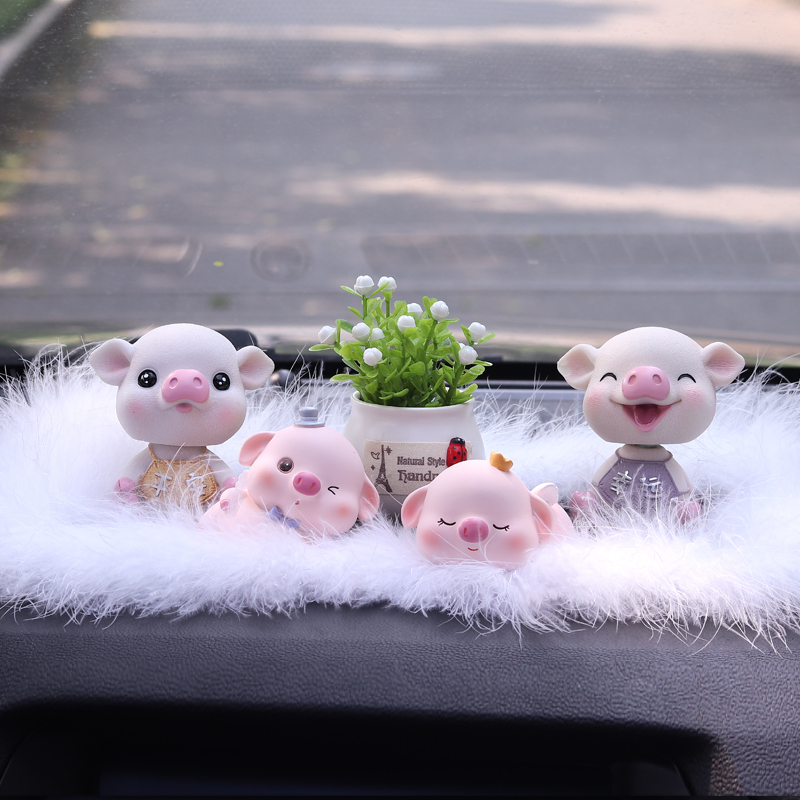 敬平内饰车载车内饰品摆件创意可爱摇头网红小猪男女车上汽车摆件猪爸