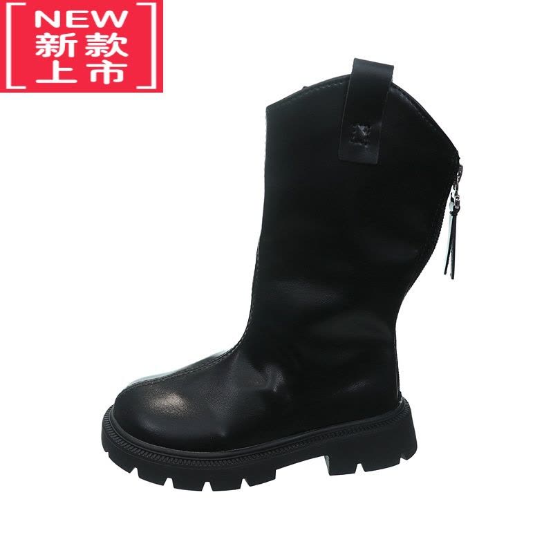 可莉允女童靴子2022秋季新款儿童英伦风中筒靴长筒靴公主马丁靴高筒靴潮图片