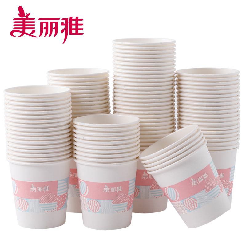 美丽雅 纸杯 不渗漏无异味 实惠装100只 一次性杯子 210ml高清大图