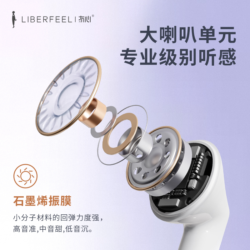 冇心真无线蓝牙耳机新款高音质降噪双耳入耳式运动超长持久待机女生款适用于苹果oppo华为小米vivo通用T12-薄雾粉