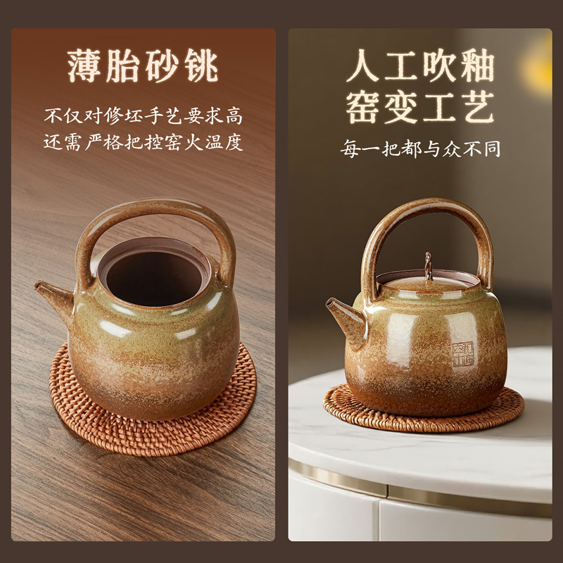 金灶G-225E红泥砂铫壶2025新款煮茶壶炭火潮汕茶壶煮泡茶套装家用高清大图