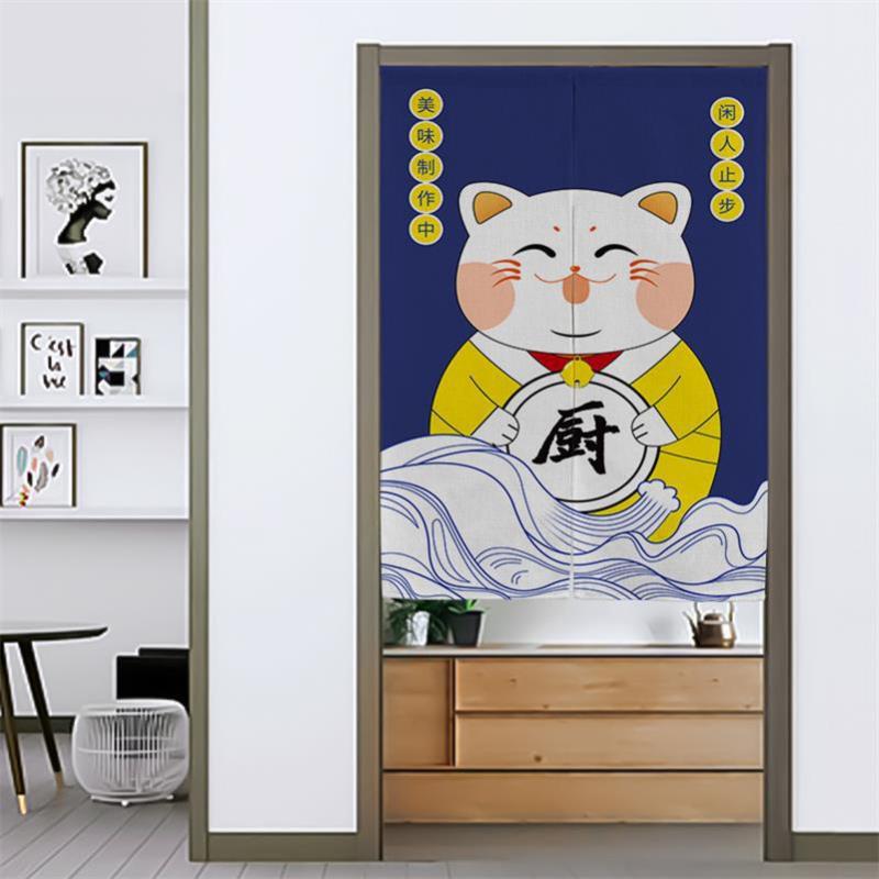 添福运 厨房门帘隔断门帘长挂帘隔断帘布艺家用免打孔客厅走廊玄关定制防油烟专用饭店餐厅个性隔断半帘店铺遮挡挂帘子 厨房系列34 85*180cm【分片式+送杆】