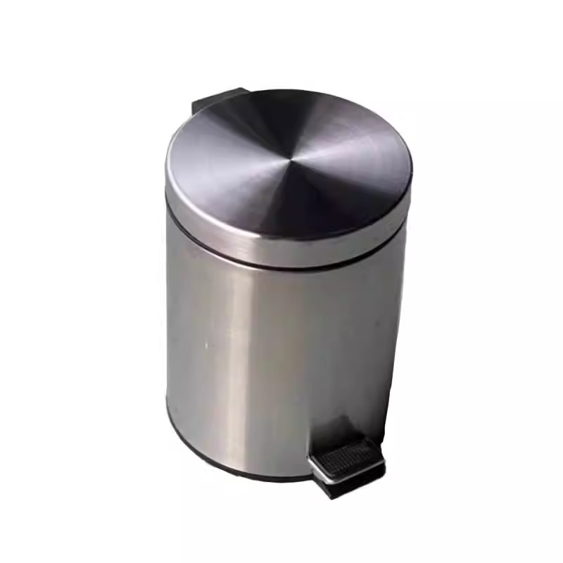 老房太太 垃圾桶 5升 21*28cm 不锈钢垃圾箱翻盖脚踏 办公室垃圾桶 卫生桶 L102/个高清大图