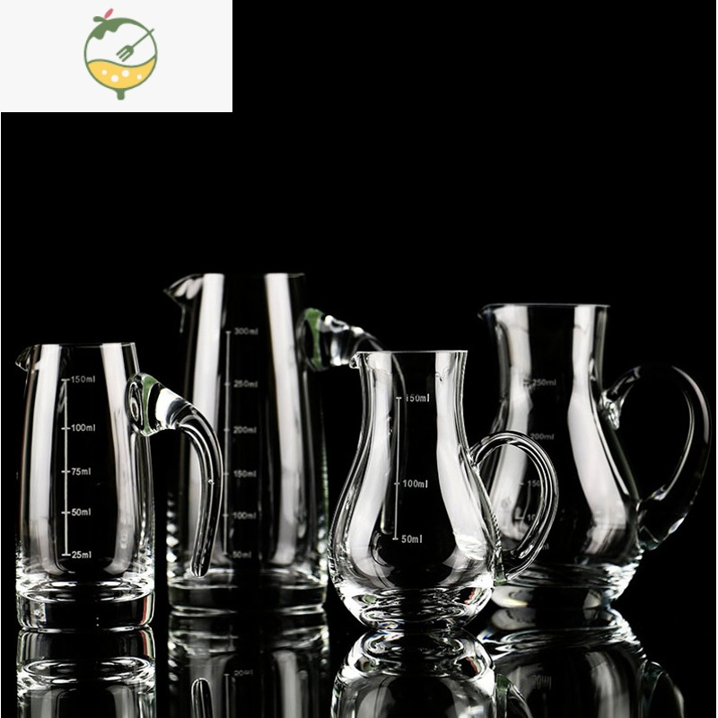 YICHENG水晶玻璃带把白酒刻度分酒器壶 红酒醒酒器 倒酒壶 公道杯 量酒杯 直身800ML(无刻度)送杯刷
