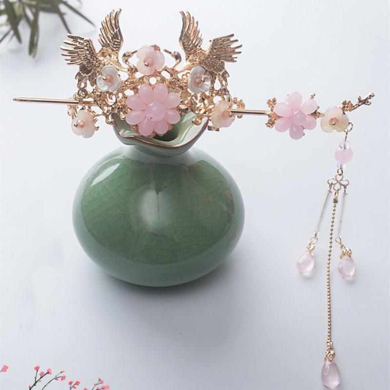 儿童汉服小发冠流苏步摇公主古风头饰发簪子女童古装发簪演出配饰