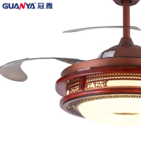 冠雅照明 隐形吊扇灯风扇灯餐厅吊灯卧室客厅家用现代简约带LED电风扇变光 实木中式款 42寸带遥控