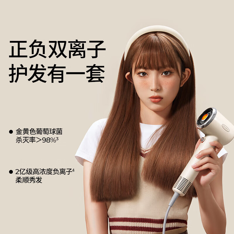 直白 复古高速吹风机负离子护发静音吹风筒智能温控大功率速干电吹风 奶油白/黄色/绿色/红色可选 S1(影)高清大图
