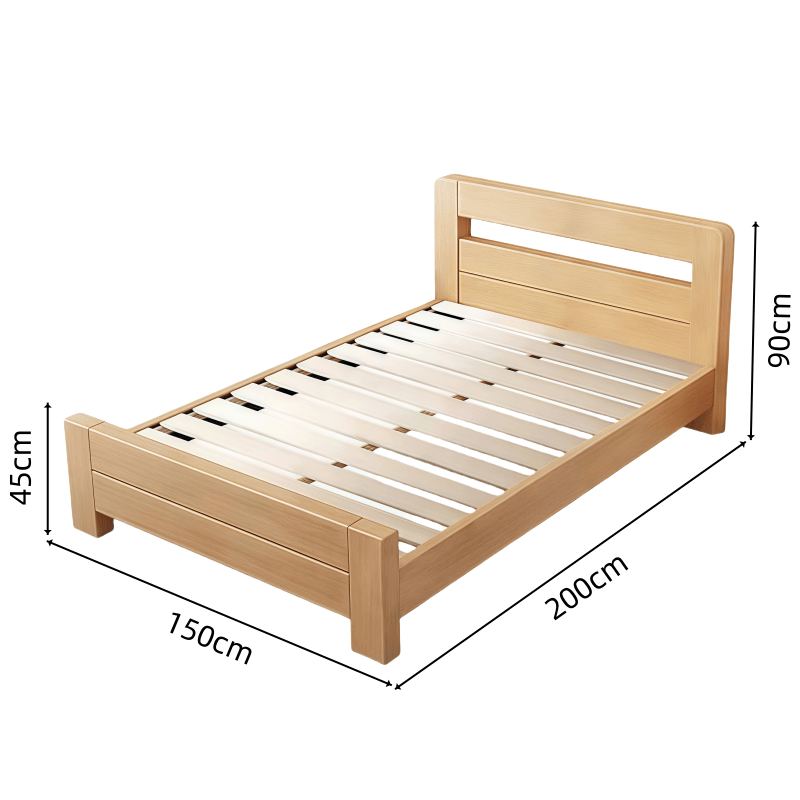 鑫木樽实木床 1.5m+5cm床垫+床头柜*1组高清大图