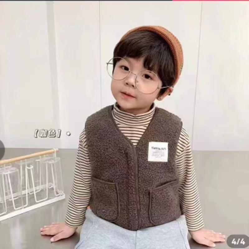 儿童马甲洋气春秋冬背心外穿坎肩男女童马甲坎肩 深咖色儿童马甲 130建议身高110-118