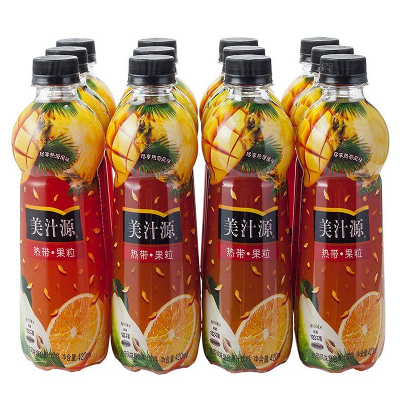 美汁源热带果粒复合果汁饮料 420ml*12瓶 PET 整箱装 可口可乐出品