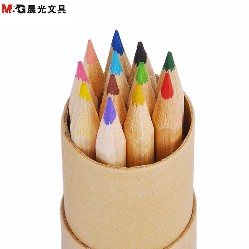 晨光(M&G)AWP34308彩色铅笔12色彩铅 彩色铅笔 涂色笔 绘画木头铅笔牛皮纸筒装