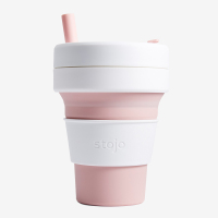 STOJO便携旅行随行杯折叠可压缩口袋杯咖啡杯户外环保水杯大号樱花粉