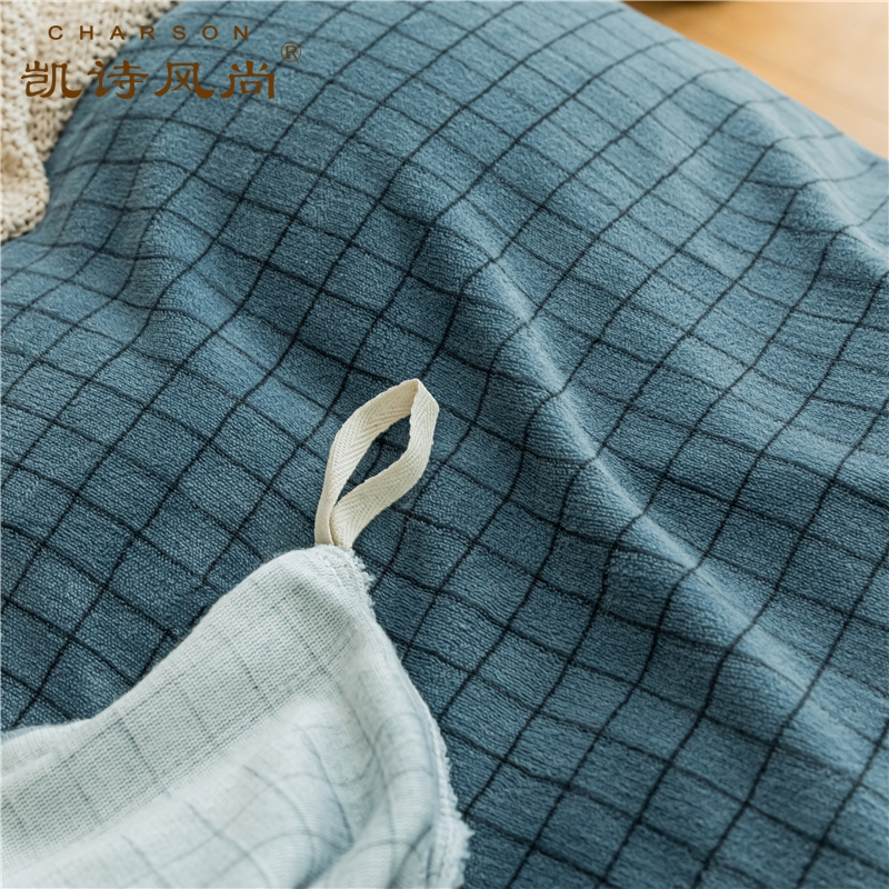 凯诗风尚(CHARSON)四件套 苏宁自营 无印风简约日式牛奶绒套件冬天加厚双面绒秋冬格子被套单人学生宿舍法兰绒床上用品