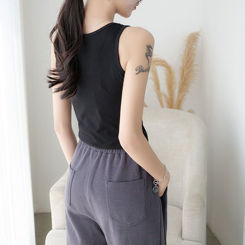 达丽坊纯棉小吊带背心女装内搭外穿夏无袖体恤印花修身上衣ins潮