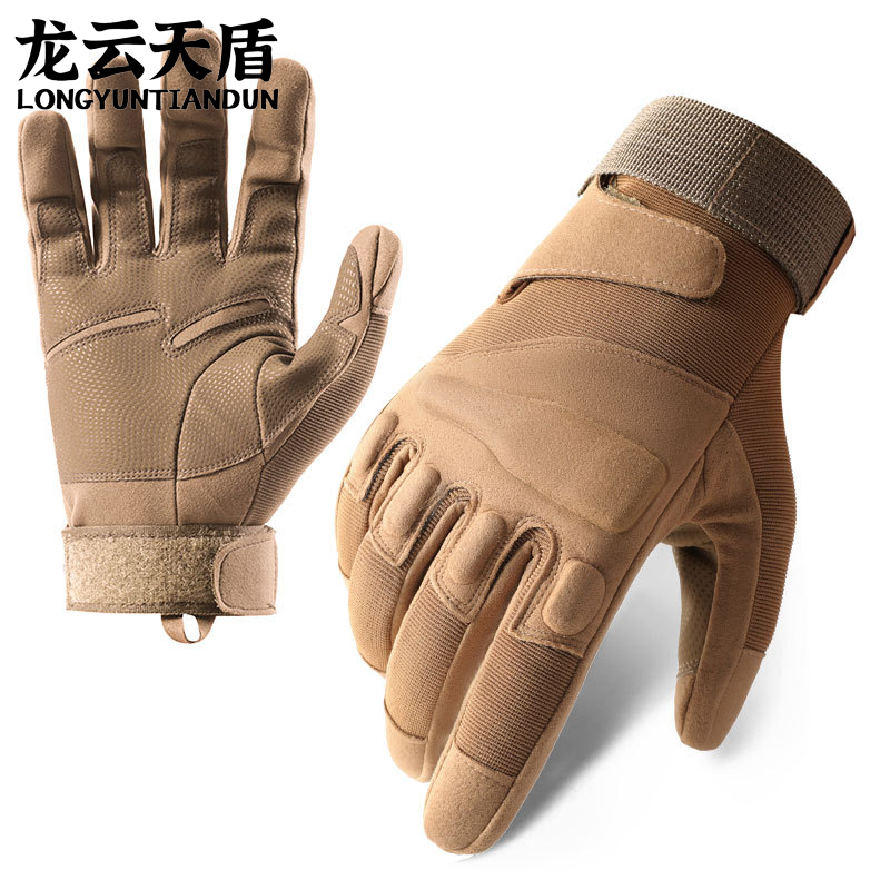 龙云天盾战术手套男全指户外防护运动训练军迷骑行防护手套沙色全指M码高清大图