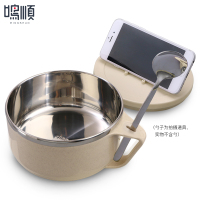 鸣順(Mingshun)304不锈钢泡面碗方便面儿童饭碗家用碗带盖饭盒创意女学生宿舍