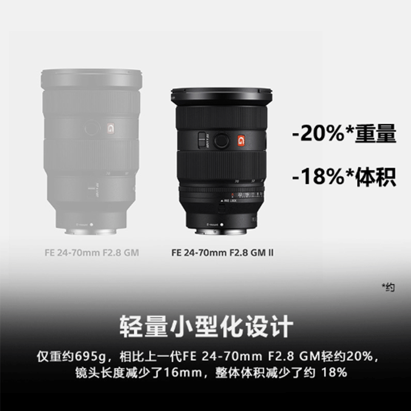 索尼(SONY)镜头 FE 24-70mm F2.8 GM II 新一代全画幅标准变焦G大师镜头(SEL2470GM2)
