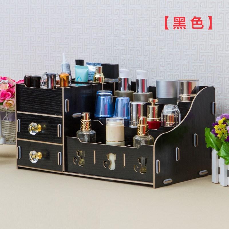 欧式大号木质木制桌面抽屉式化妆品收纳盒梳妆盒家用储物盒收纳箱