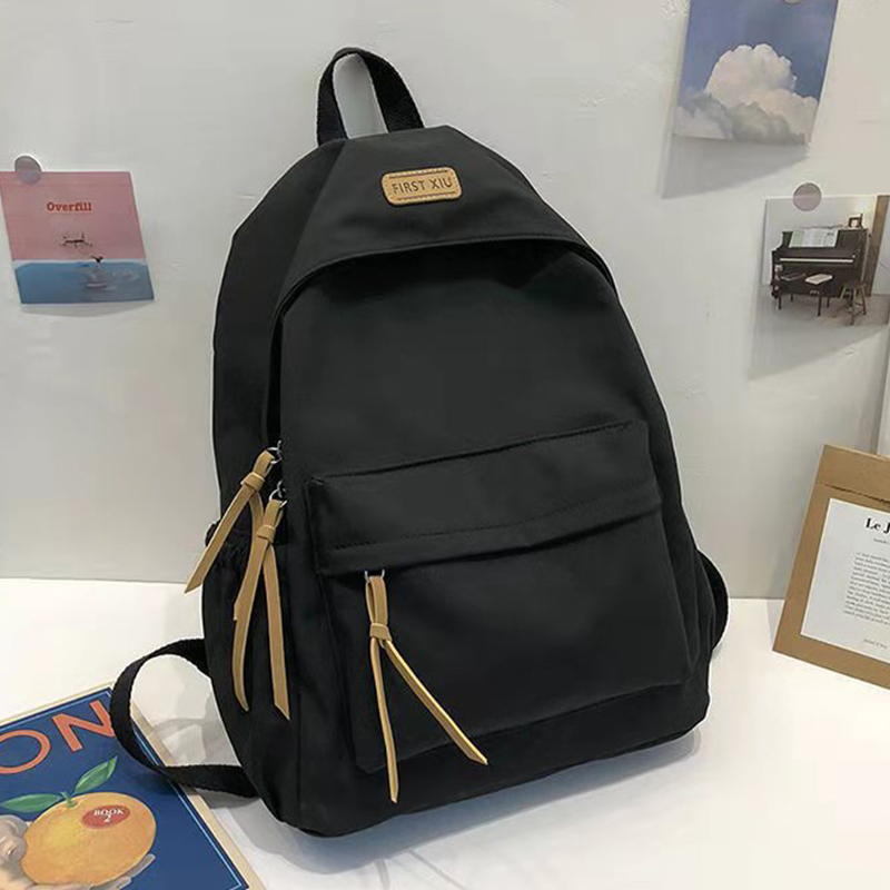 简约书包女小众ins韩版百搭高中学生背包大容量旅行帆布双肩包夏双肩