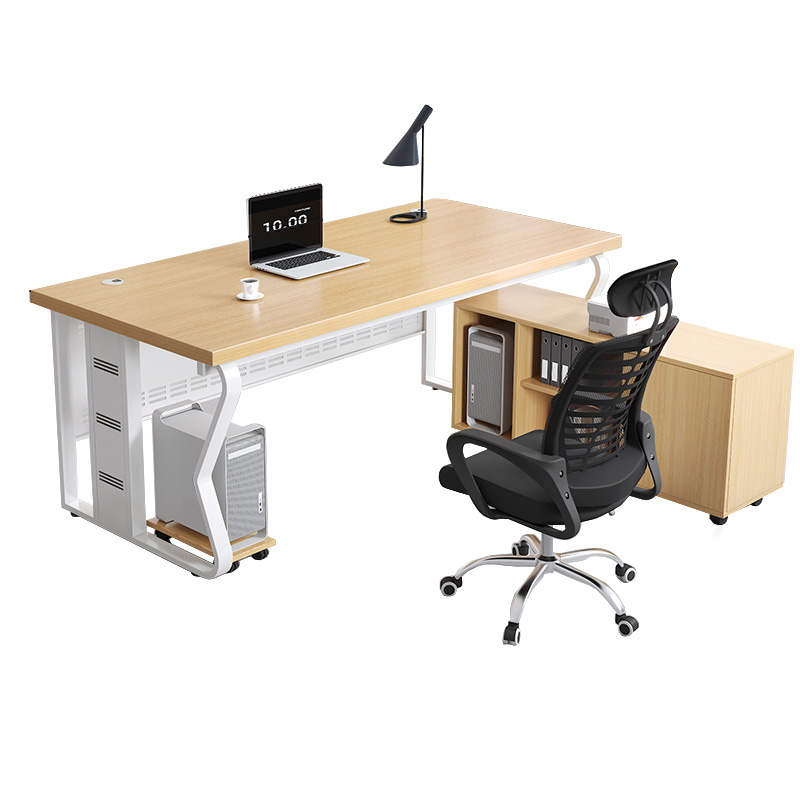 烁恒 办公桌 160*60*74cm+侧柜+椅子 套高清大图