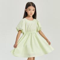[2件2折价:63]米喜迪mecity童装夏季新款女童泡泡袖收腰中长款公主风连衣裙