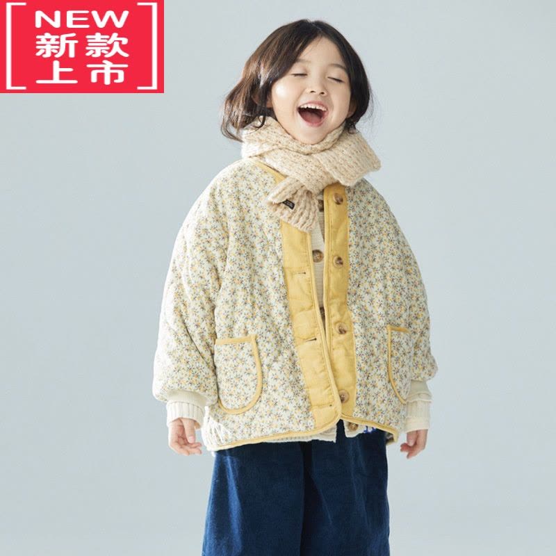 可莉允2022新款中小童女童秋冬加绒棉衣韩版碎花夹棉灯芯绒洋气内胆棉袄棉服图片