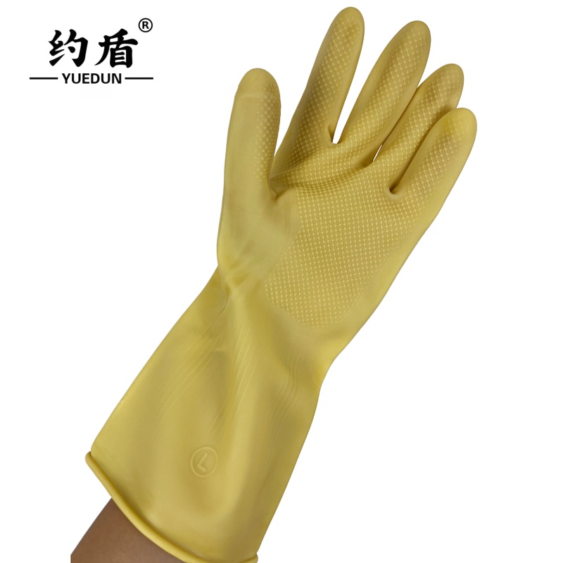 约盾 工业(黑白)加厚牛筋乳胶防水抗磨耐碱手套 110g/双高清大图