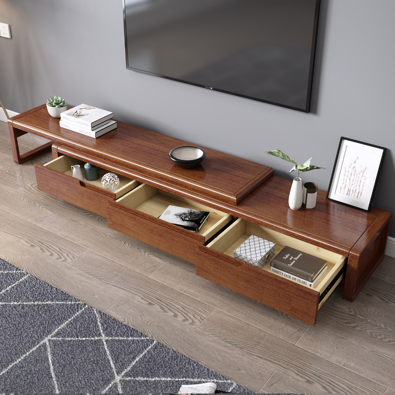 梵宜现代中式实木电视柜组合套装客厅小户型电视机柜精品家具901a