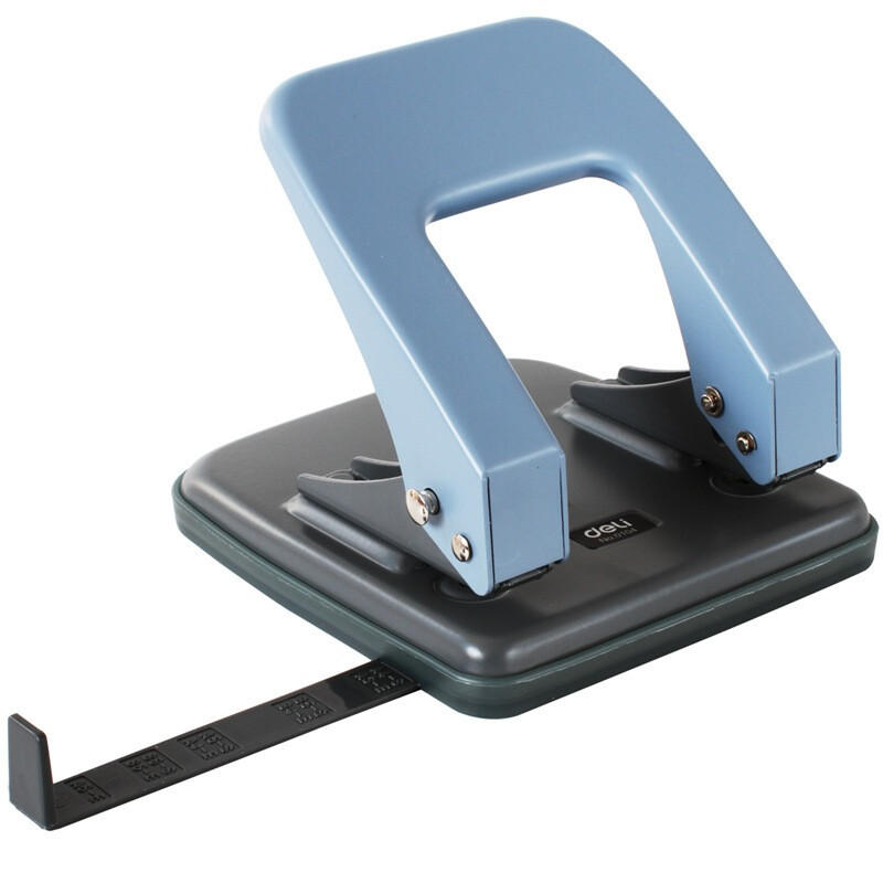得力0104双孔打孔机可打35张a4纸 蓝色 二孔打孔器打洞器 手动省力