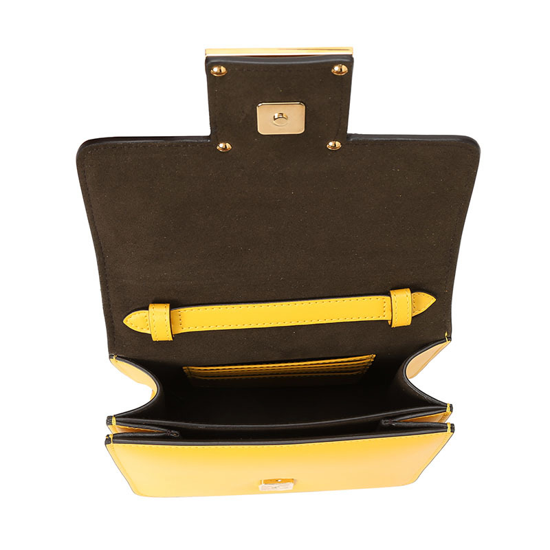 预订 FENDI 芬迪 FAB 口盖包 单肩包 斜挎包迷你 双F钻扣光面皮8BT325金扣