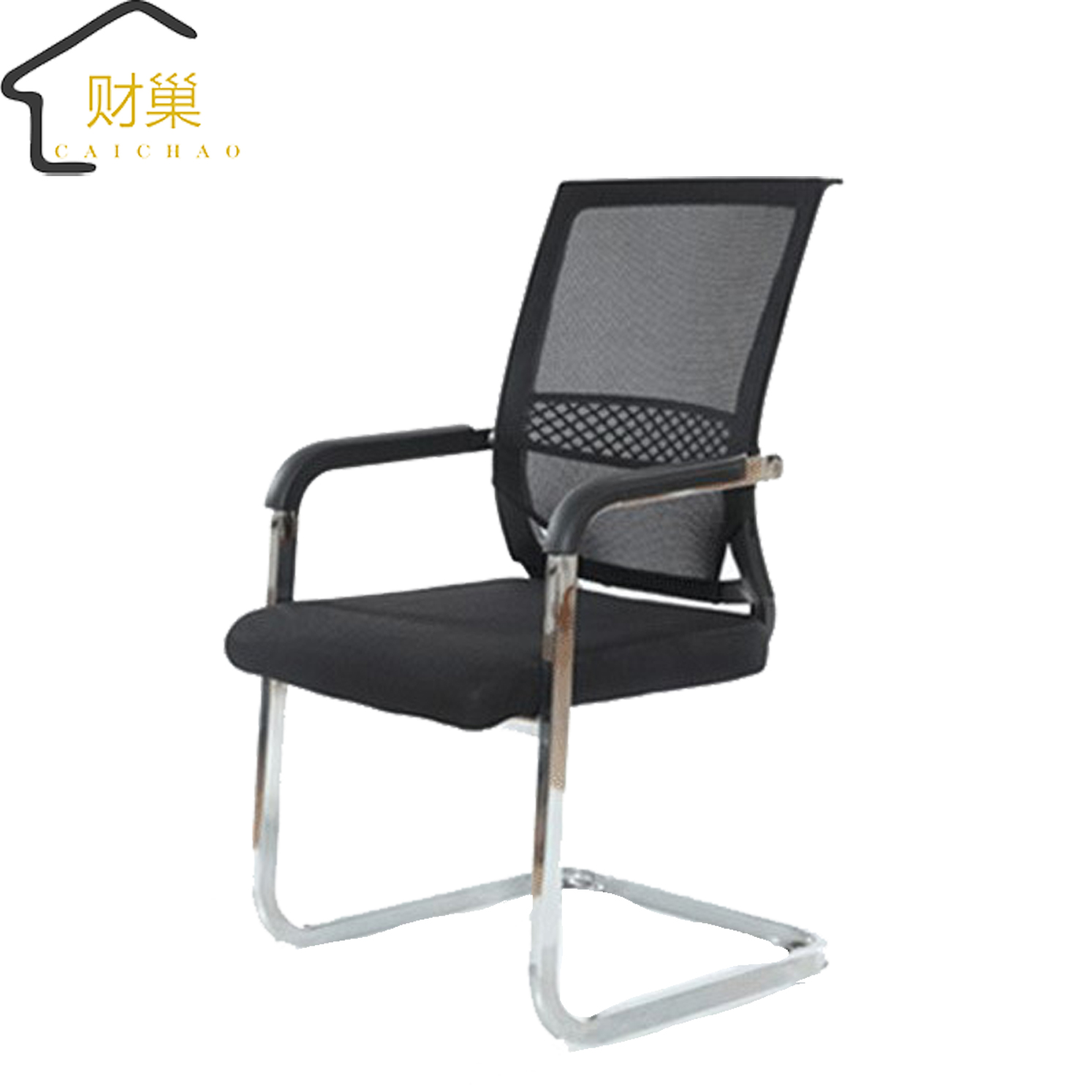 财巢 弓形办公椅 黑色 /把高清大图