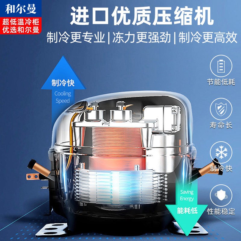 和尔曼 470升零下65度超低温水产冷柜 商用卧式冰柜 -65℃海鲜餐厅日料店金枪鱼商用水产保存箱DW-65W470B