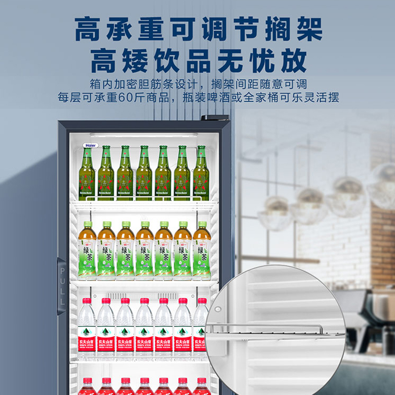 海尔(Haier)展示柜冷藏保鲜柜家用立式冰柜商用大容量冷柜商超便利店啤酒饮料柜SC-339J高清大图