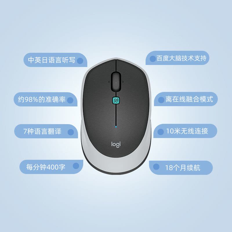 罗技M380无线鼠标语音小巧便携商务办公家用台式电脑笔记本电脑男女生图片