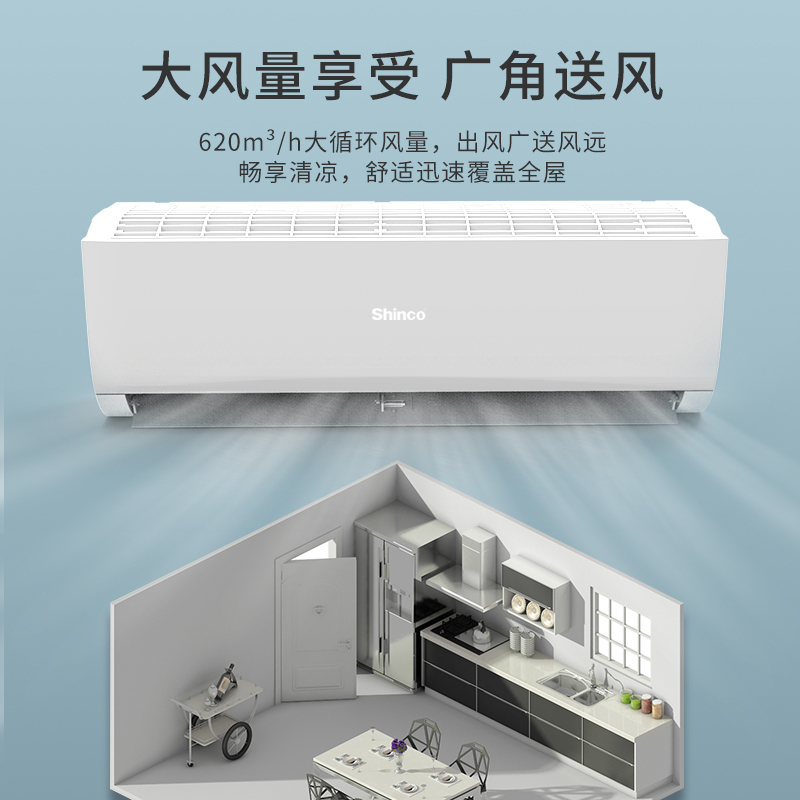 新科(Shinco) 大1匹 新能效定频单冷(仅制冷)强力除湿 壁挂式空调挂机 KF-26GW/NHC+5