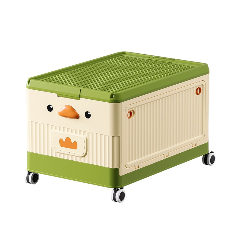 华普思可折叠玩具收纳箱家用大容量整理箱积木盖宝宝书本零食储物盒牛油果绿(小号27L)