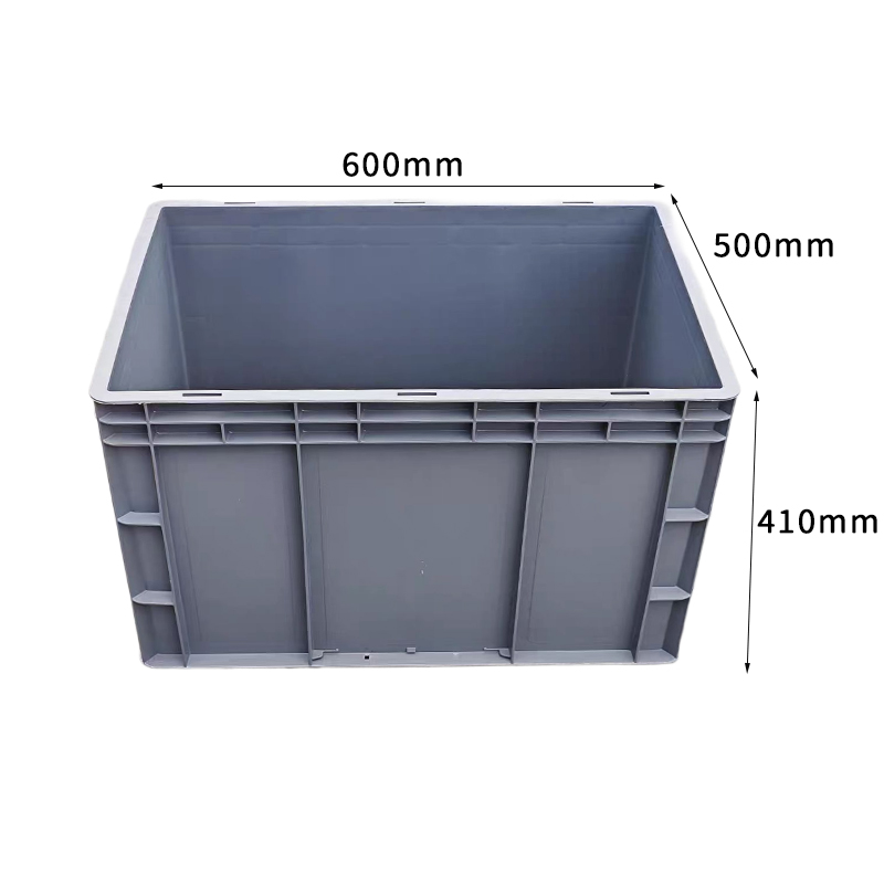 千苏QS-SN0605041G加厚大号物流箱工具储物筐收纳箱塑料周转箱+盖子 灰色高清大图