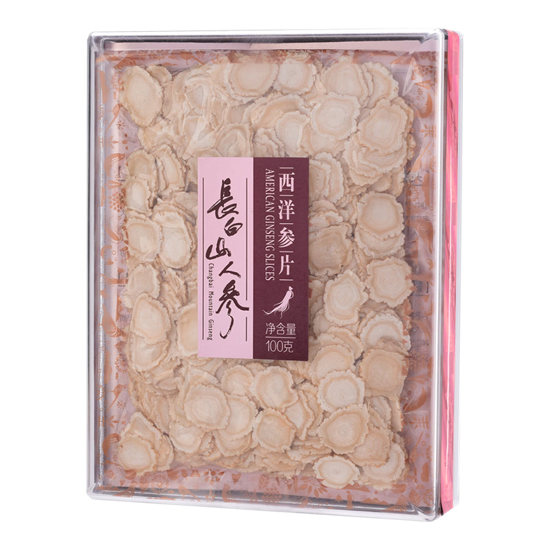 长白山人参西洋参片薄切大片参味浓郁1.4亚克力盒100g