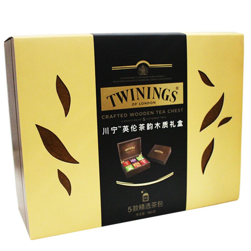 [礼盒]英国川宁Twinings 波兰进口6格木盒 英伦茶韵木质红茶礼盒 红茶绿茶5种口味90袋茶叶套装