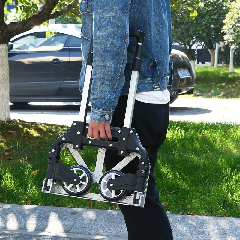 家用手拉车铝合金折叠便携购物车行李车拉杆车小拖车拉货推车三维工匠