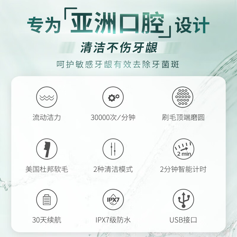 飞利浦(Philips)HX2421/02电动牙刷声波震动冰川白高清大图